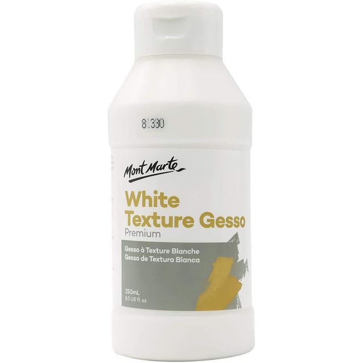 Mont Marte Premium White Texture Gesso 250ml (8.4oz), Suitable for Acrylic Paint, Oil Paint, Colour Pencils, Pastels, Graphite and Charcoal - Just Closeouts Canada Inc.