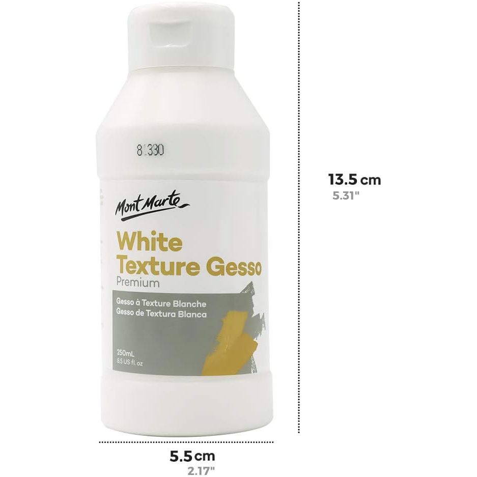 Mont Marte Premium White Texture Gesso 250ml (8.4oz), Suitable for Acrylic Paint, Oil Paint, Colour Pencils, Pastels, Graphite and Charcoal - Just Closeouts Canada Inc.