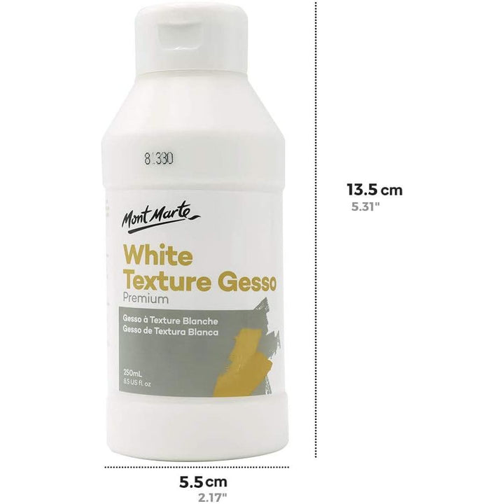 Mont Marte Premium White Texture Gesso 250ml (8.4oz), Suitable for Acrylic Paint, Oil Paint, Colour Pencils, Pastels, Graphite and Charcoal - Just Closeouts Canada Inc.