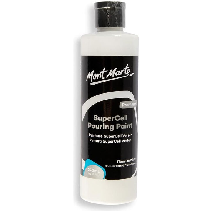 MONT MARTE SuperCell Pouring Paint Premium 8.1 US fl.oz (240ml) – White Paint Bottle, Creates Instants Cells In Fluid Art, Ideal for Art, Craft, Pour Art - Just Closeouts Canada Inc.
