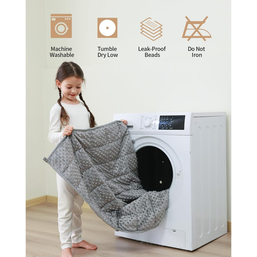 Mr. Sandman Weighted Blanket with Minky Dots, Cooling Heavy Blanket, Soft and Cozy Weighted Throw for Sleeping and Calm,36 x 48in,5lbs,Grey - Just Closeouts Canada Inc.