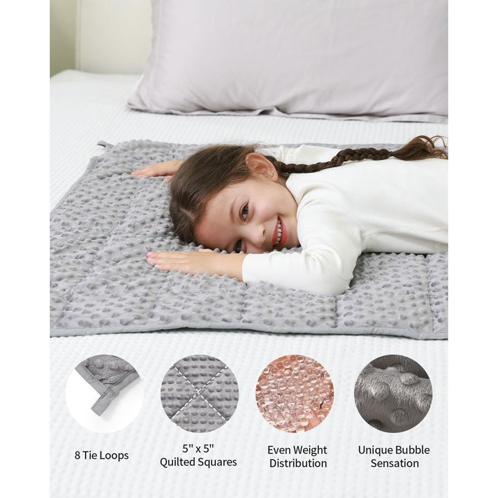Mr. Sandman Weighted Blanket with Minky Dots, Cooling Heavy Blanket, Soft and Cozy Weighted Throw for Sleeping and Calm,36 x 48in,5lbs,Grey - Just Closeouts Canada Inc.