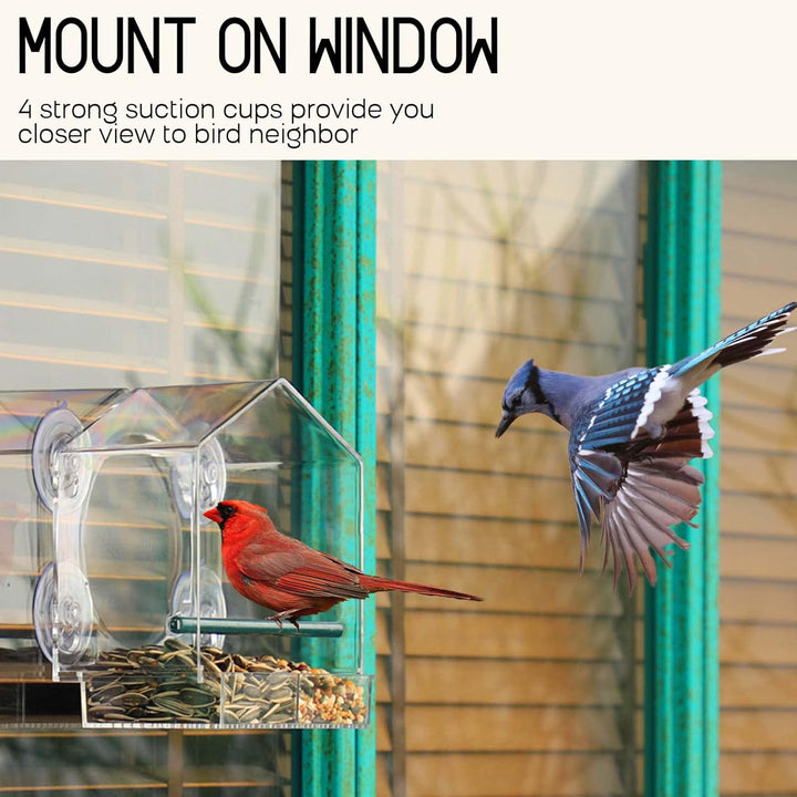 Mrcrafts Window Bird Feeder for Outside with Strong Suction Cups, Fits for Cardinals, Finches, Chickadees etc.… - Just Closeouts Canada Inc.