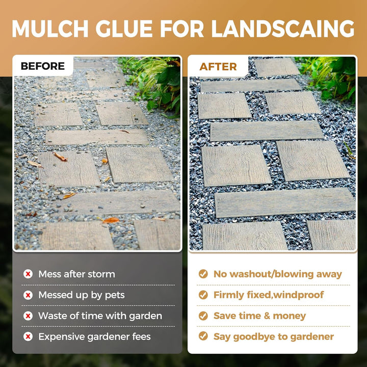 Mulch Glue - 35oz Mulch and Rock Glues for Landscaping Stabilizing and Pea Gravel, Gravel Glue with Applicator Ready to Use Non Toxic Mulches Glues for Rocks Locking Most Mulches - Just Closeouts Canada Inc.