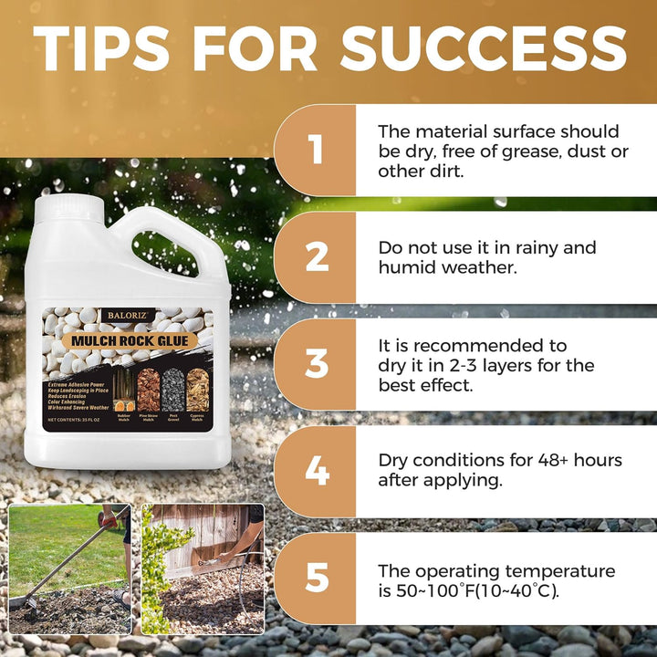 Mulch Glue - 35oz Mulch and Rock Glues for Landscaping Stabilizing and Pea Gravel, Gravel Glue with Applicator Ready to Use Non Toxic Mulches Glues for Rocks Locking Most Mulches - Just Closeouts Canada Inc.