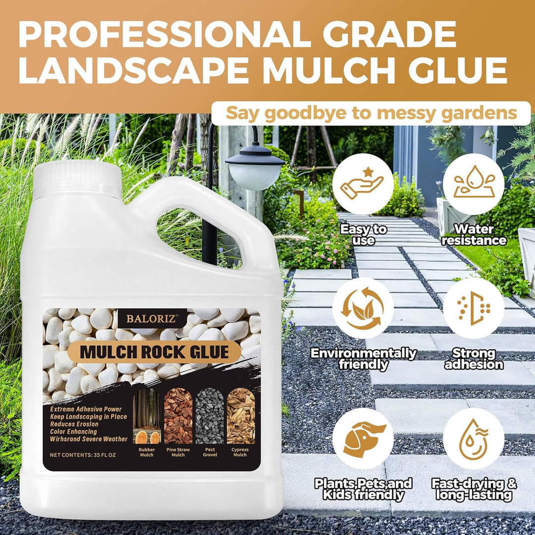 Mulch Glue - 35oz Mulch and Rock Glues for Landscaping Stabilizing and Pea Gravel, Gravel Glue with Applicator Ready to Use Non Toxic Mulches Glues for Rocks Locking Most Mulches - Just Closeouts Canada Inc.