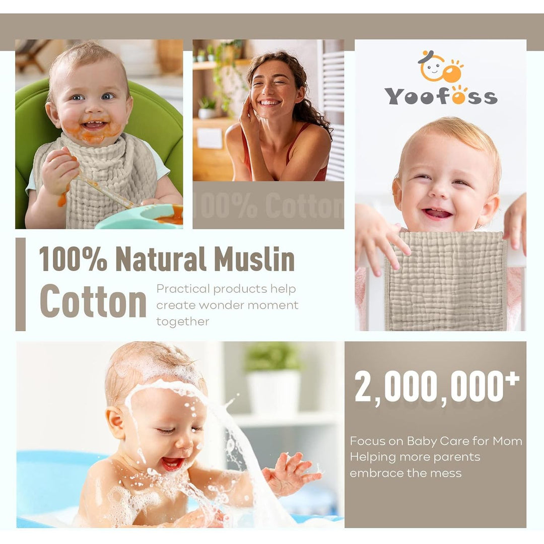 Muslin Burp Cloths for Baby 10 Pack 100% Cotton Baby Washcloths for Boys Girls Large 20''X10'' Super Soft and Absorbent (Apricot White) - Just Closeouts Canada Inc.