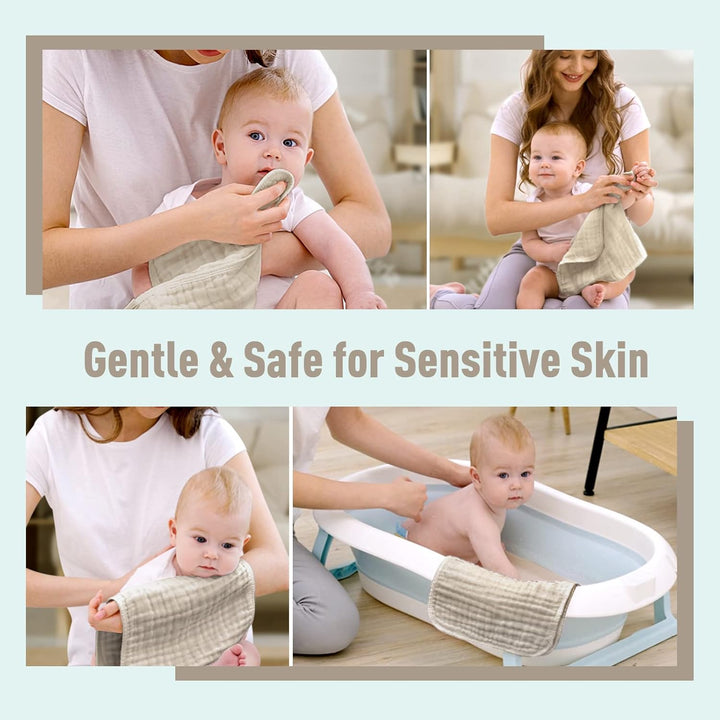 Muslin Burp Cloths for Baby 10 Pack 100% Cotton Baby Washcloths for Boys Girls Large 20''X10'' Super Soft and Absorbent (Apricot White) - Just Closeouts Canada Inc.