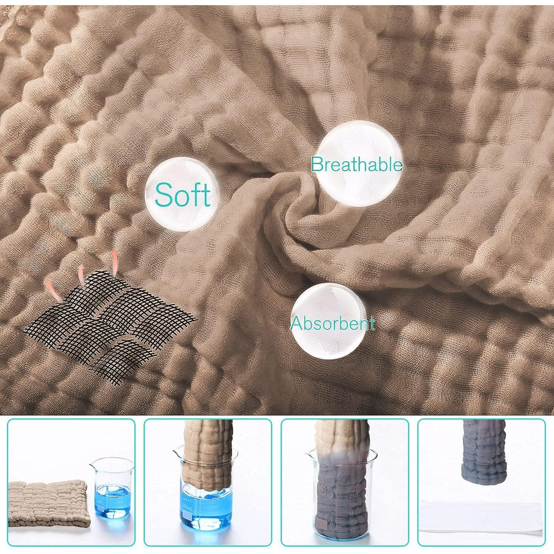 Muslin Burp Cloths for Baby 10 Pack 100% Cotton Baby Washcloths for Boys Girls Large 20''X10'' Super Soft and Absorbent (Apricot White+bean Paste+brown+grey+dark Green) - Just Closeouts Canada Inc.