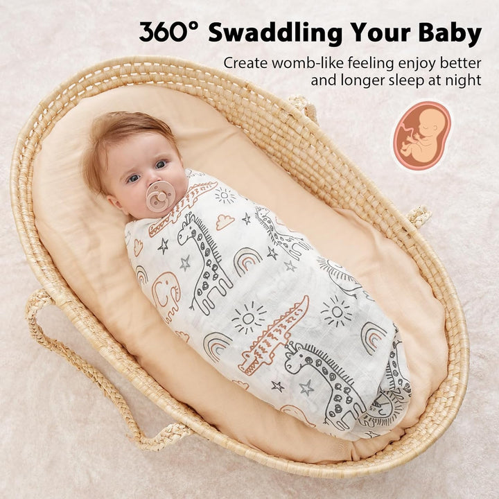 Muslin Swaddle Blankets, 4 Pack Receiving Blankets for Boys and Girls, 47 x 47 Inches Muslin Baby Blankets Soft Breathable - Brown Animals - Just Closeouts Canada Inc.