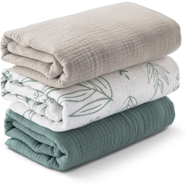Muslin Swaddle Blankets for Newborn, 3 Pack Breathable Soft Receiving Blanket, Large 38 x 40 inches Swaddle Wrap Burping Clothes Diapers, Essentials Infant Shower Items, Toddler Gift (Bright Colors) - Just Closeouts Canada Inc.