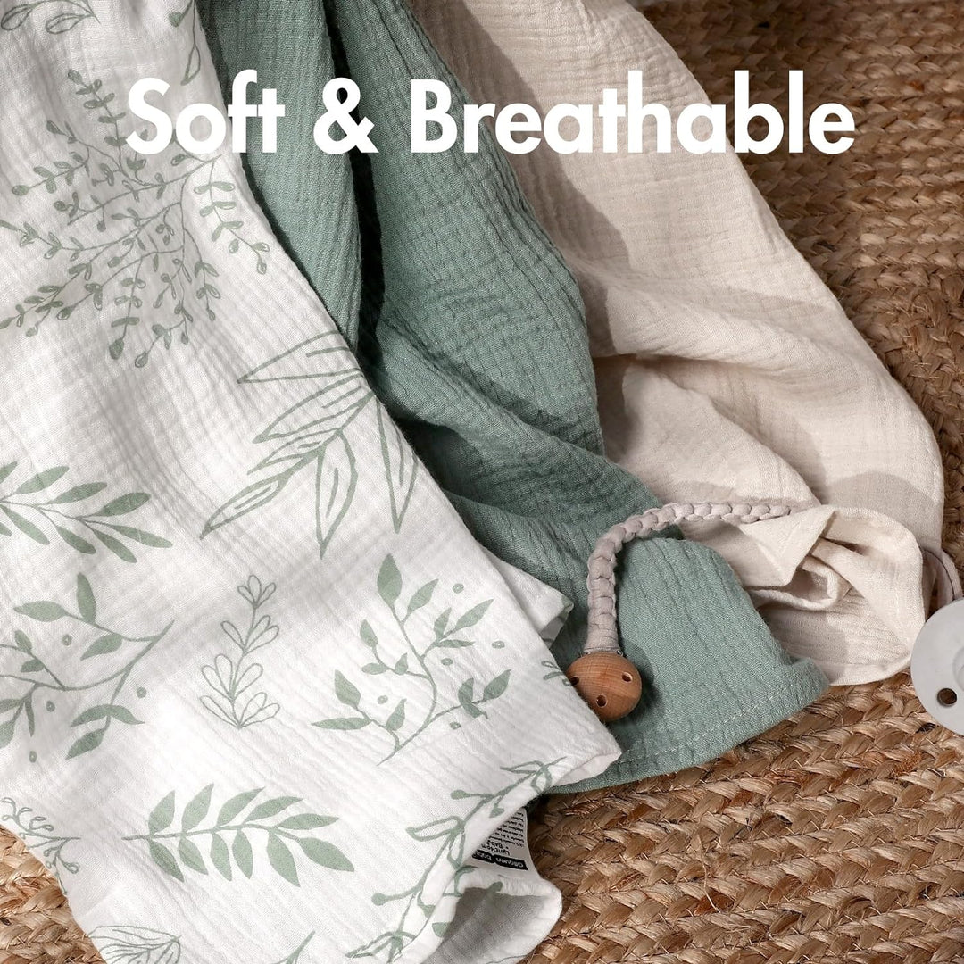Muslin Swaddle Blankets for Newborn, 3 Pack Breathable Soft Receiving Blanket, Large 38 x 40 inches Swaddle Wrap Burping Clothes Diapers, Essentials Infant Shower Items, Toddler Gift (Bright Colors) - Just Closeouts Canada Inc.