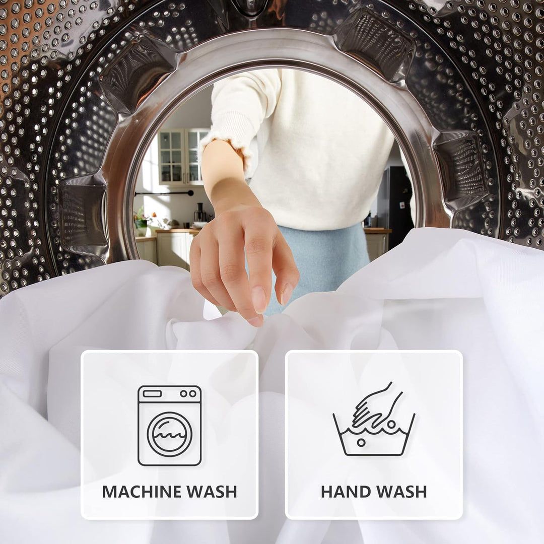 MYSKY HOME 2 Pack White Table Cloths Rectangular 60x102 Inch Nappe de Table Rectangulaire Table Cloth Machine Washable Polyester Table Cover for Dining Buffet Parties Picnic Weddings - Just Closeouts Canada Inc.