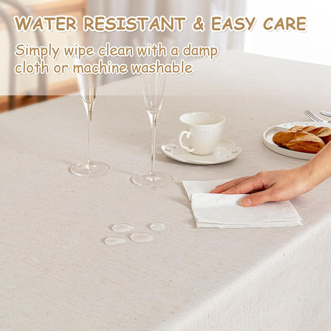 MYSKY HOME Linen Table Cloth Nappe Table Rectangular 60x84 Inch, Boho Tablecloth Dustproof Table Cover for Kitchen Party Holiday Christmas Wedding Banquet, Beige with Beige Tassels - Just Closeouts Canada Inc.