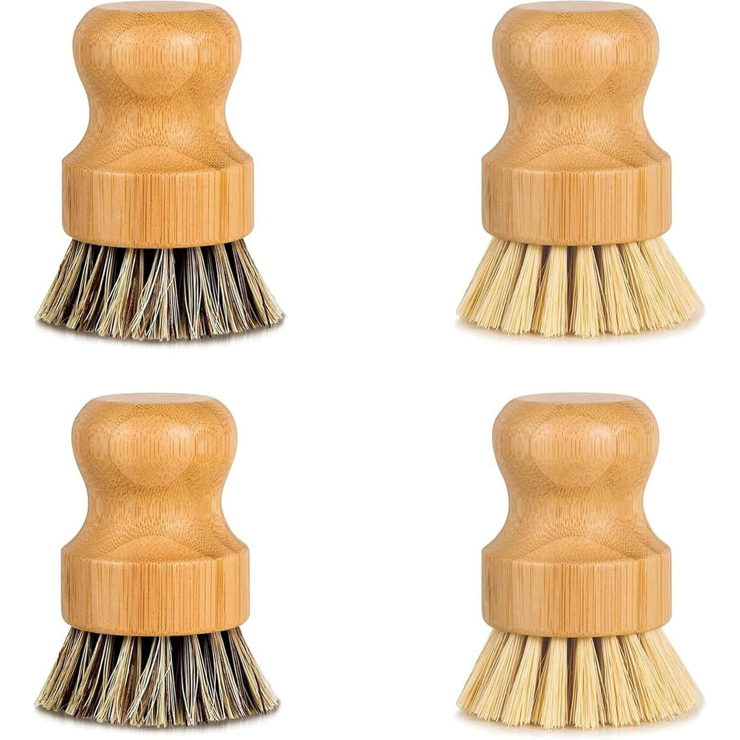 Natural Bamboo Brush, Mixed Cleaning Brush Scrub Brush for Cleaning Pans, Pots and Sink (2P Plam + 2P Sisal) - Just Closeouts Canada Inc.X004GFA8MV