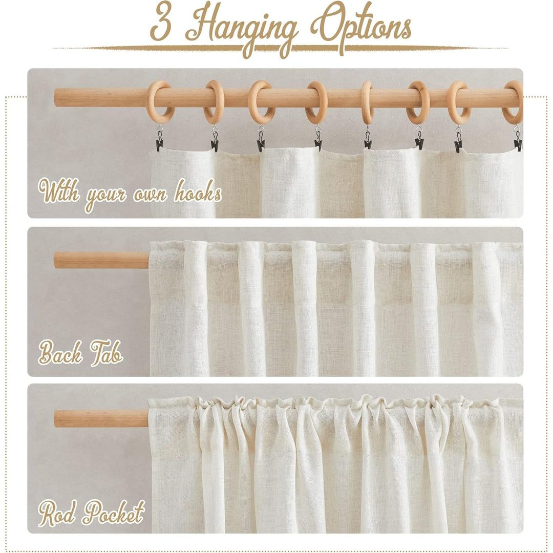 Natural Linen-Blend Semi-Sheer Curtains, 52 x 108 in, 2 Panels - Just Closeouts Canada Inc.