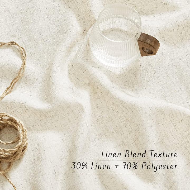 Natural Linen-Blend Semi-Sheer Curtains – 55 x 54 in, 2 Panels - Just Closeouts Canada Inc.