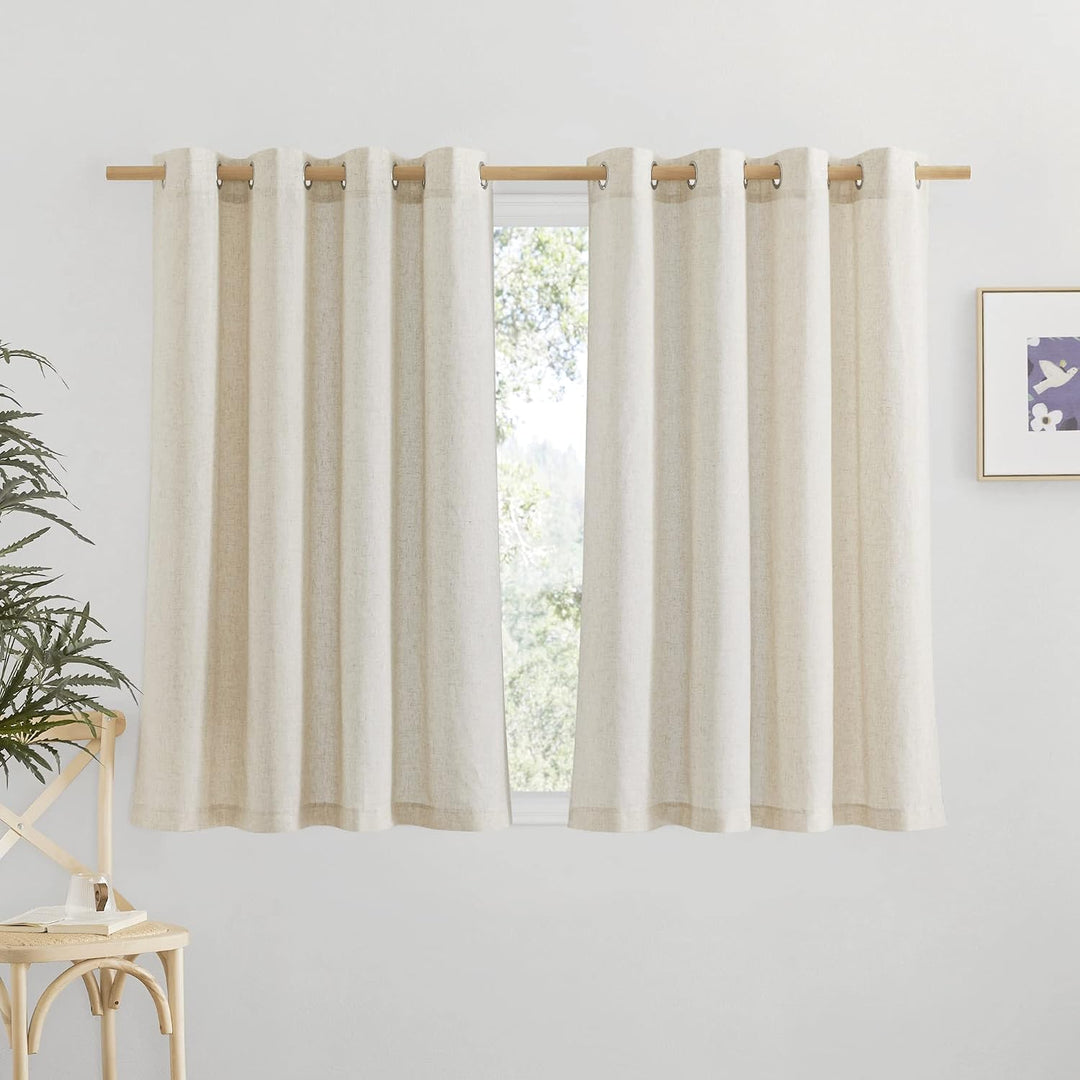 Natural Linen-Blend Semi-Sheer Curtains – 55 x 54 in, 2 Panels - Just Closeouts Canada Inc.
