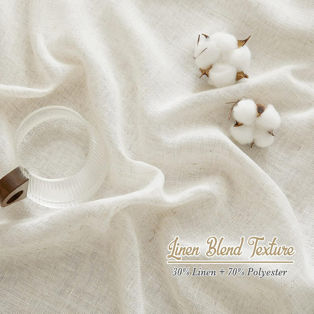 Natural Linen Light-Filtering Curtains, 52 x 90 in, Set of 2 - Just Closeouts Canada Inc.