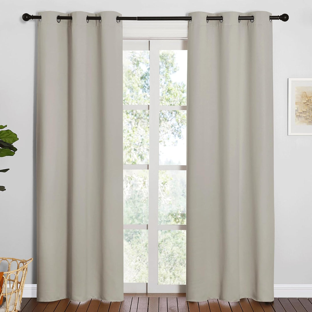 Natural Room-Darkening Grommet Curtains, 42 x 84 in, Set of 2 - Just Closeouts Canada Inc.