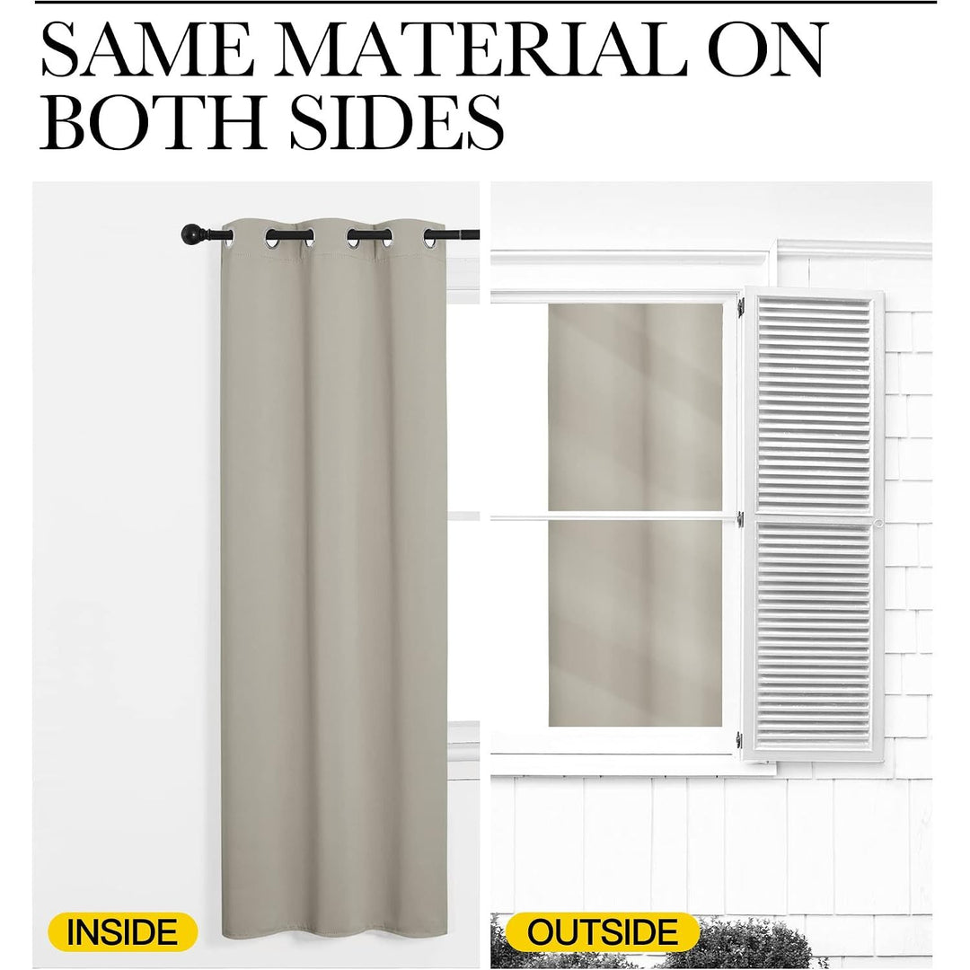 Natural Room-Darkening Grommet Curtains, 42 x 84 in, Set of 2 - Just Closeouts Canada Inc.