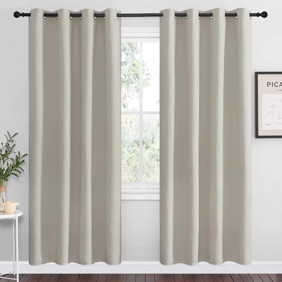 Natural Room Darkening Grommet Curtains – 55 x 78 in, 2 Panels - Just Closeouts Canada Inc.