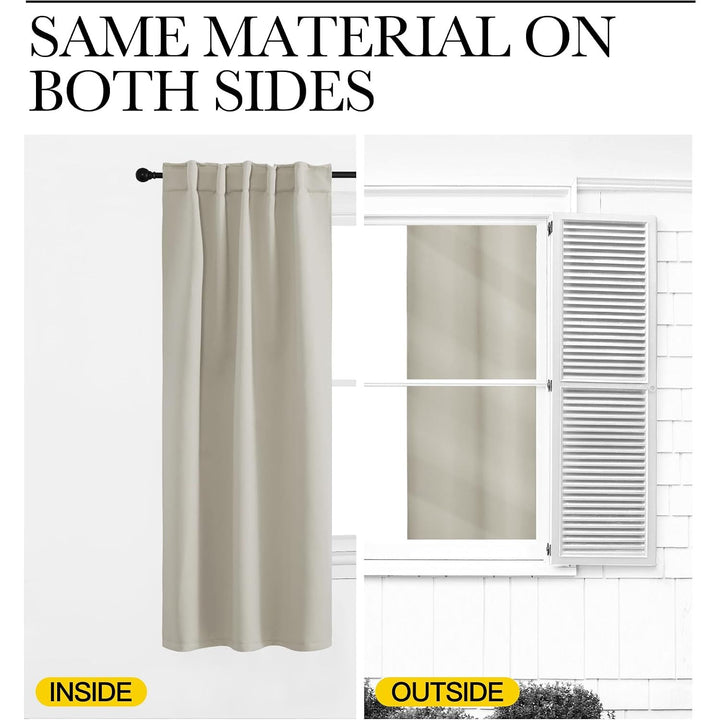 Natural Room-Darkening Rod-Pocket & Back-Tab Curtains, 42 x 40 in, 2 Panels - Just Closeouts Canada Inc.