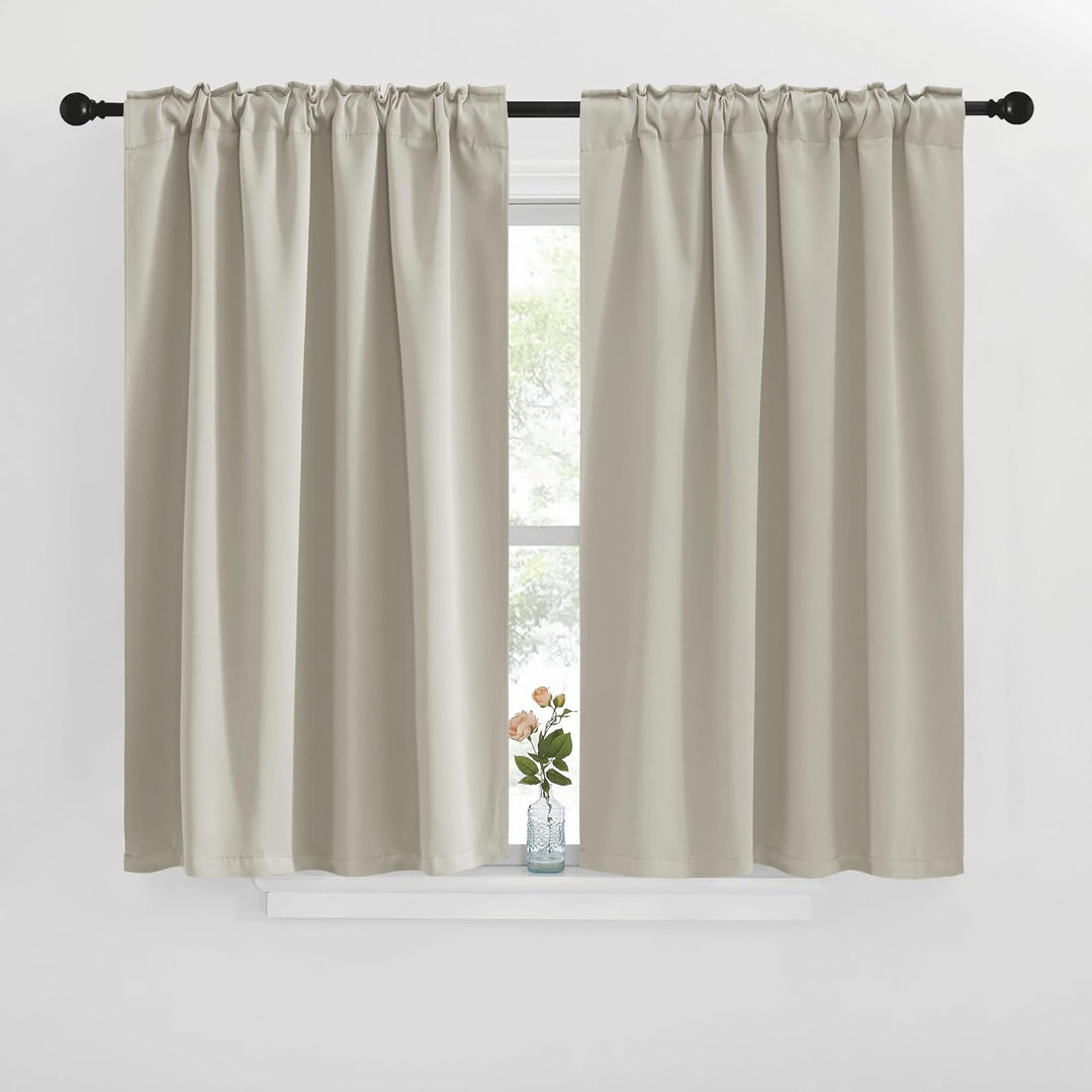 Natural Room-Darkening Rod-Pocket & Back-Tab Curtains, 42 x 40 in, 2 Panels - Just Closeouts Canada Inc.