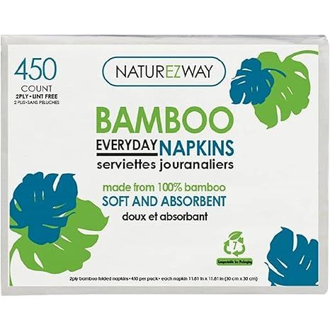 NatureZway Bamboo Everyday White Napkins 2ply, 450ct - Just Closeouts Canada Inc.716554003069