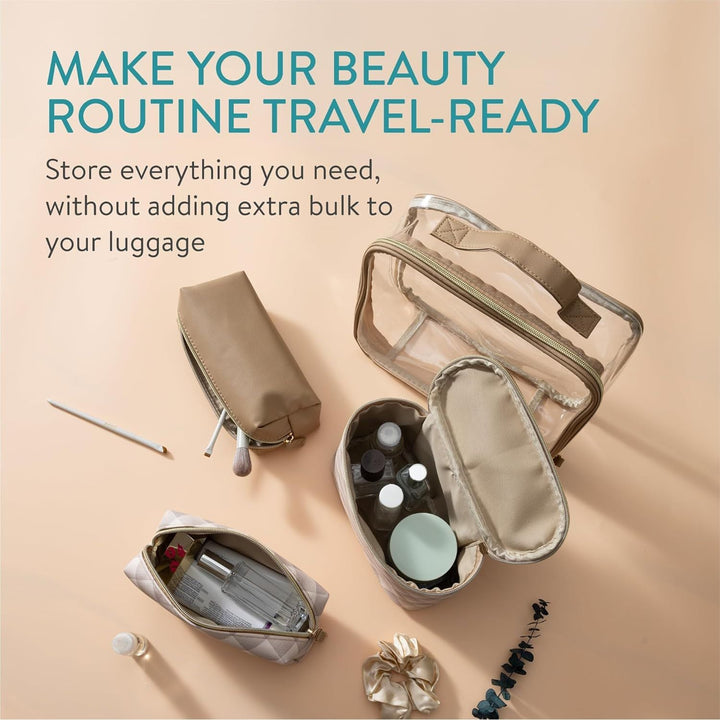 Navaris 4 - in - 1 Travel Cosmetic Bags - Lightweight & Portable Makeup Holder - Organizer Case for Toiletries Cosmetics & Essentials - TSA - Approved Organizing Toiletry Bag Set - Brown - Just Closeouts Canada Inc.4067668152393