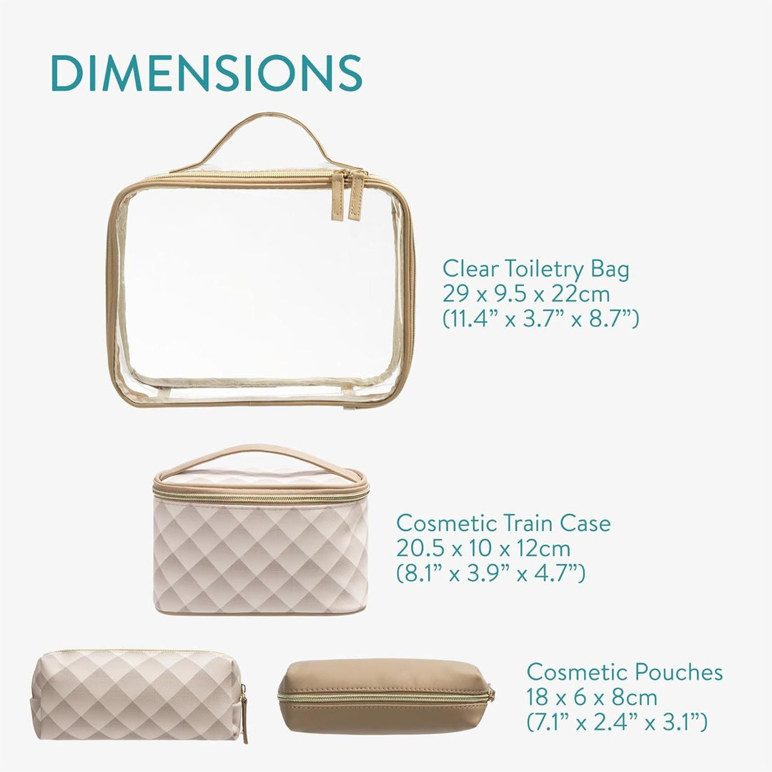 Navaris 4 - in - 1 Travel Cosmetic Bags - Lightweight & Portable Makeup Holder - Organizer Case for Toiletries Cosmetics & Essentials - TSA - Approved Organizing Toiletry Bag Set - Brown - Just Closeouts Canada Inc.4067668152393