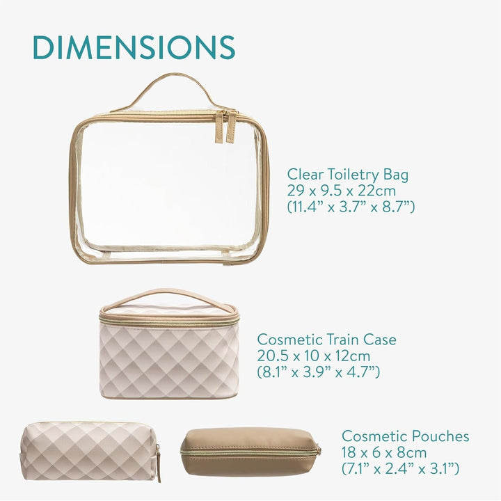 Navaris 4 - in - 1 Travel Cosmetic Bags - Lightweight & Portable Makeup Holder - Organizer Case for Toiletries Cosmetics & Essentials - TSA - Approved Organizing Toiletry Bag Set - Brown - Just Closeouts Canada Inc.4067668152393