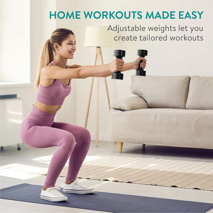 Navaris Adjustable Dumbbells Set - Exercise Hand Weights for Women & Men - Compact Free Weight Sets with Non - Slip Grip, Robust ABS Shell - Small Ladies Dumbbell - 1kg to 3.5kg each - Black - Just Closeouts Canada Inc.4067668137321