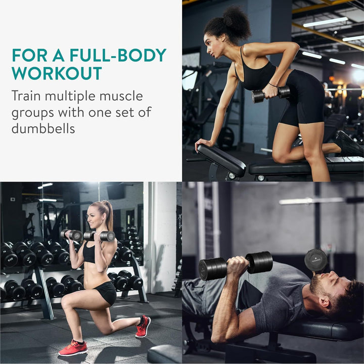 Navaris Adjustable Dumbbells Set - Exercise Hand Weights for Women & Men - Compact Free Weight Sets with Non - Slip Grip, Robust ABS Shell - Small Ladies Dumbbell - 1kg to 3.5kg each - Black - Just Closeouts Canada Inc.4067668137321