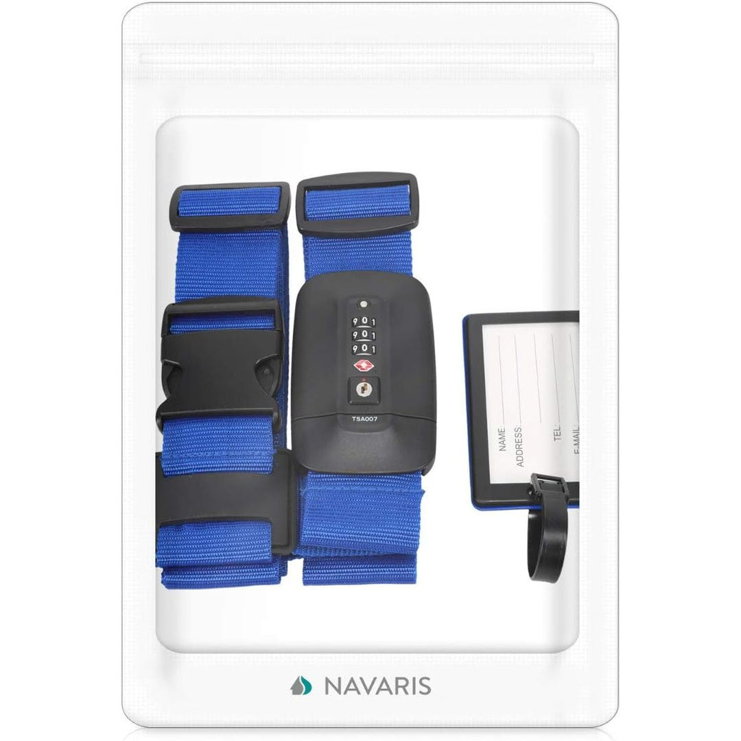 Navaris Cross Suitcase Strap - Adjustable Luggage Safety Belt for Travel Airplane Train - TSA Lock - Code Combination Lock - Just Closeouts Canada Inc.4063004133545