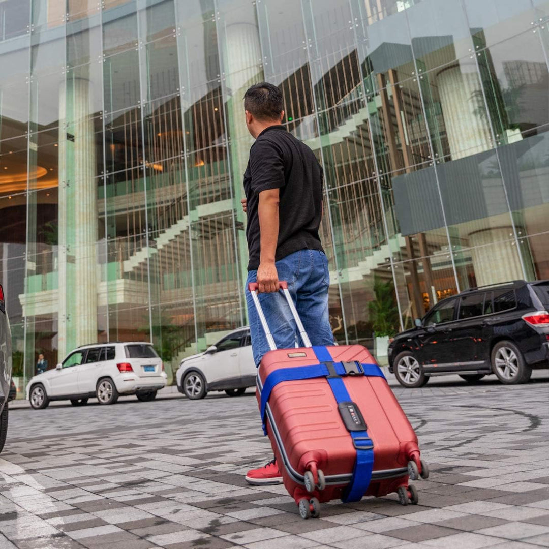 Navaris Cross Suitcase Strap - Adjustable Luggage Safety Belt for Travel Airplane Train - TSA Lock - Code Combination Lock - Just Closeouts Canada Inc.4063004133545