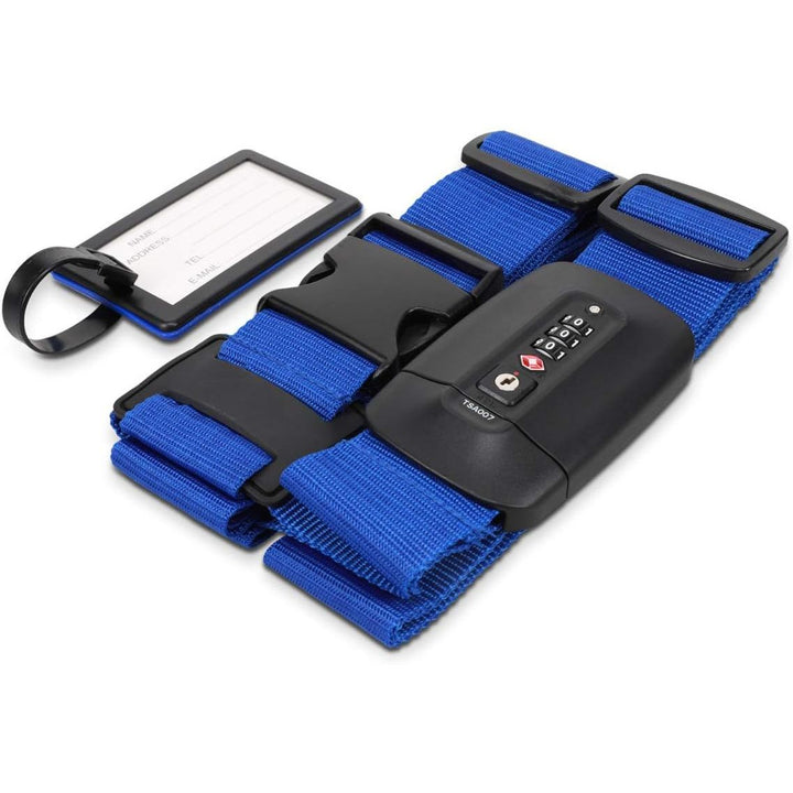 Navaris Cross Suitcase Strap - Adjustable Luggage Safety Belt for Travel Airplane Train - TSA Lock - Code Combination Lock - Just Closeouts Canada Inc.4063004133545