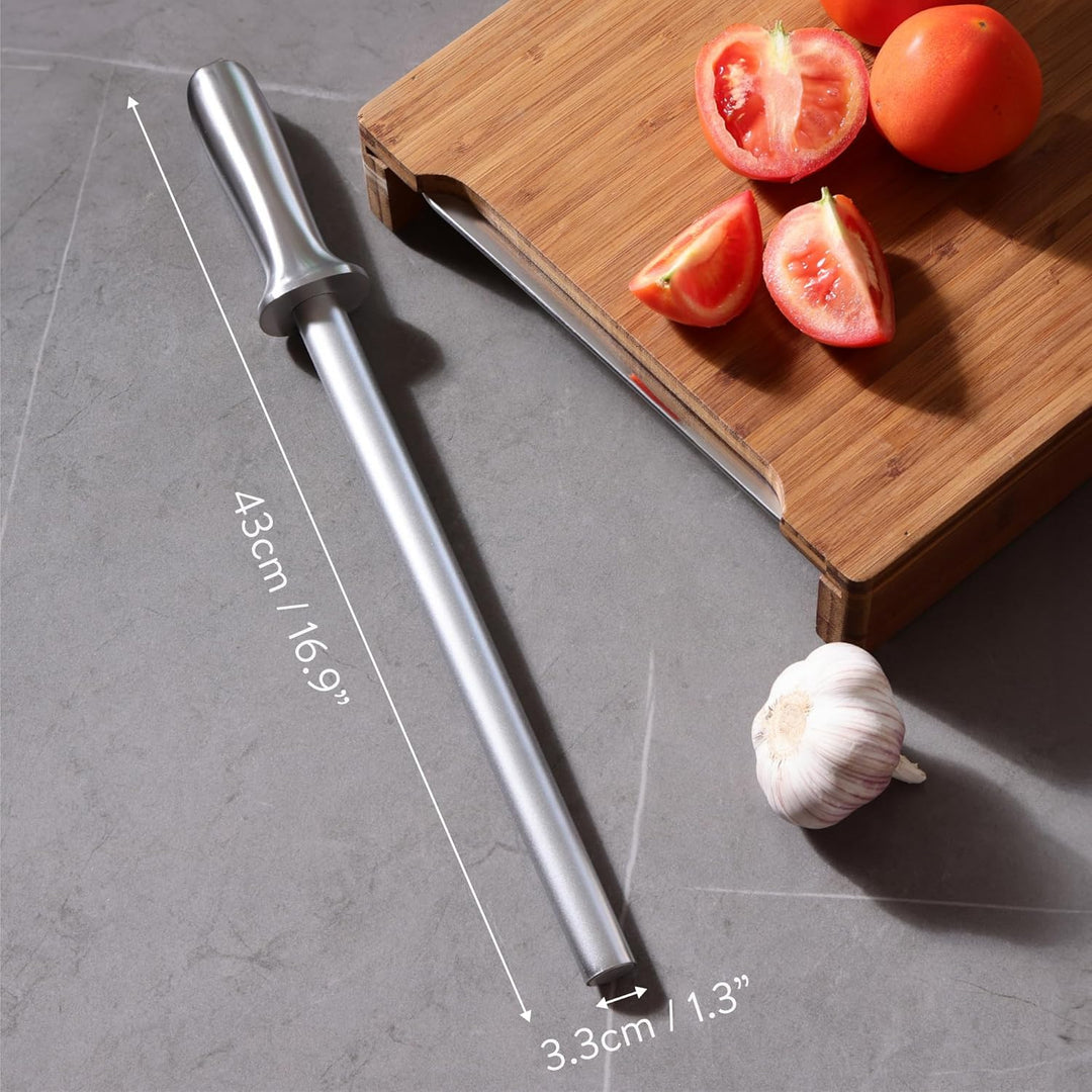 Navaris Diamond Knife Sharpener Steel - Chef Knife Sharpeners with Ergonomic Silver Handle - Honing Rod for Chef's Knives, Paring Knives, Carving Knives, Japanese Kitchen Knives - Just Closeouts Canada Inc.4067668160152