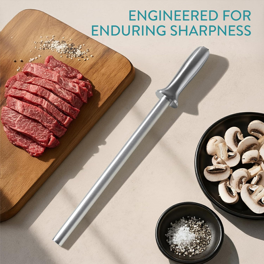 Navaris Diamond Knife Sharpener Steel - Chef Knife Sharpeners with Ergonomic Silver Handle - Honing Rod for Chef's Knives, Paring Knives, Carving Knives, Japanese Kitchen Knives - Just Closeouts Canada Inc.4067668160152