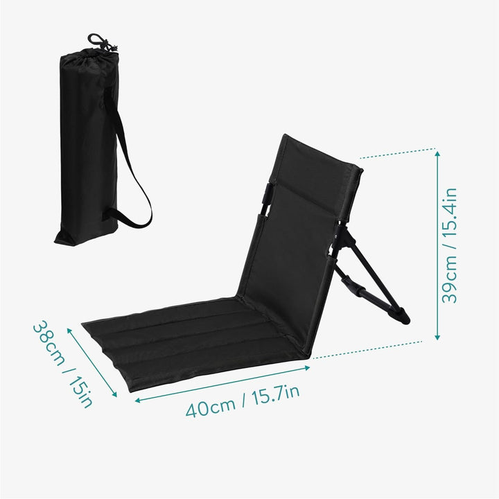 Navaris Foldable Seat Mat with Backrest - Comfortable and Durable Beach Chair with Back Rest - Portable Travel Stadium Lounger - Perfect for Sports Games, Picnics, Beach - Black 40.5 x 10.5 x 10.5 cm - Just Closeouts Canada Inc.4067668153260