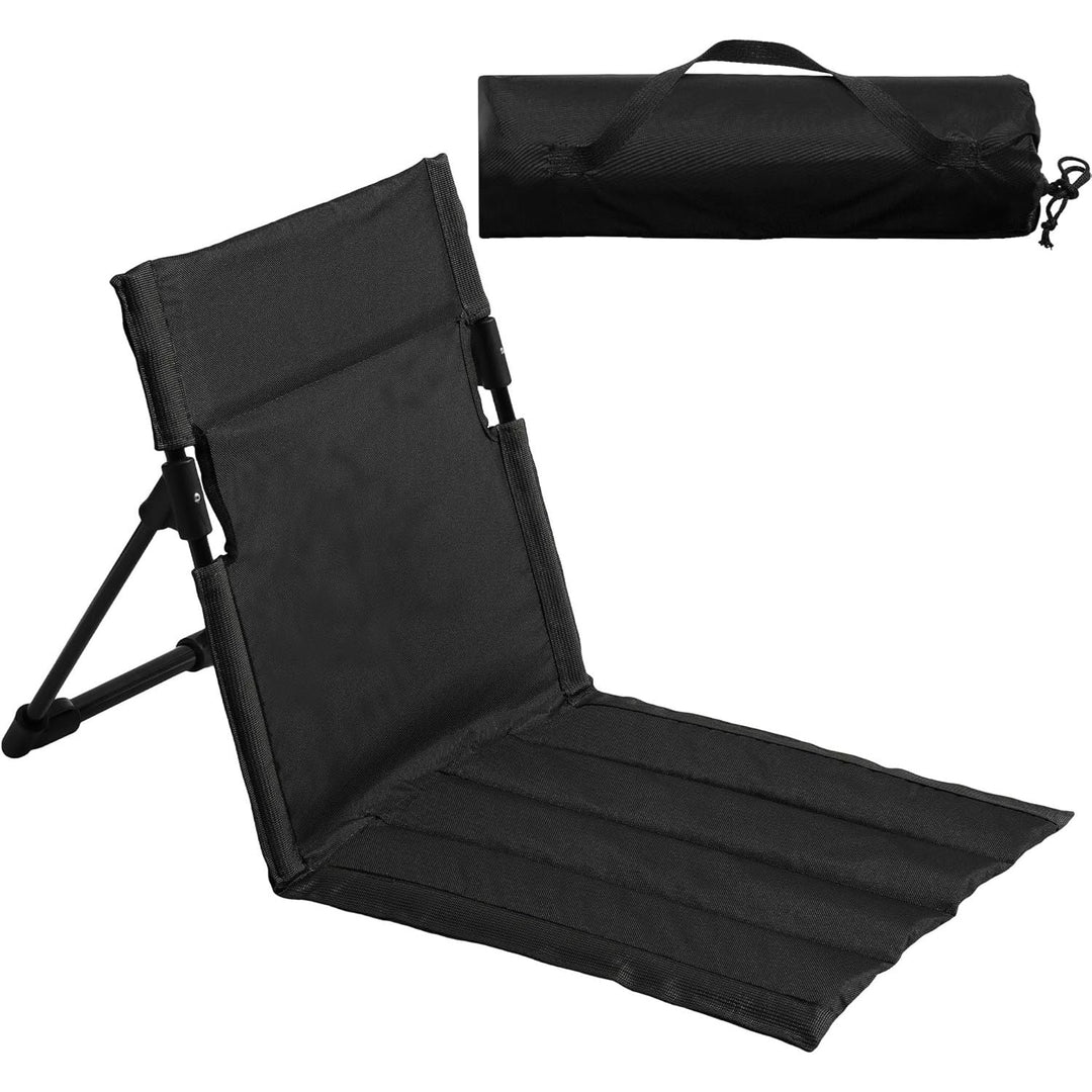 Navaris Foldable Seat Mat with Backrest - Comfortable and Durable Beach Chair with Back Rest - Portable Travel Stadium Lounger - Perfect for Sports Games, Picnics, Beach - Black 40.5 x 10.5 x 10.5 cm - Just Closeouts Canada Inc.4067668153260