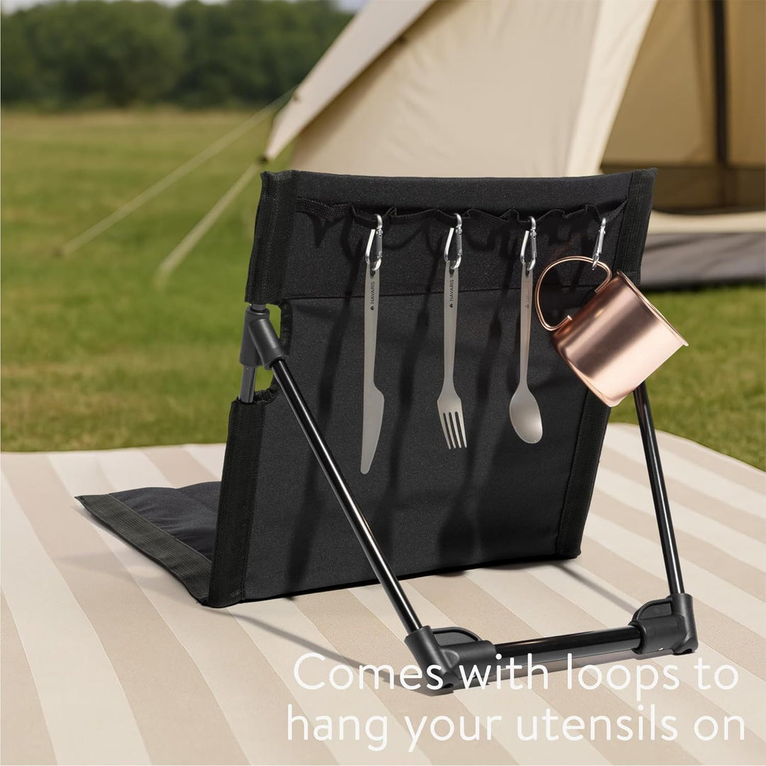 Navaris Foldable Seat Mat with Backrest - Comfortable and Durable Beach Chair with Back Rest - Portable Travel Stadium Lounger - Perfect for Sports Games, Picnics, Beach - Black 40.5 x 10.5 x 10.5 cm - Just Closeouts Canada Inc.4067668153260