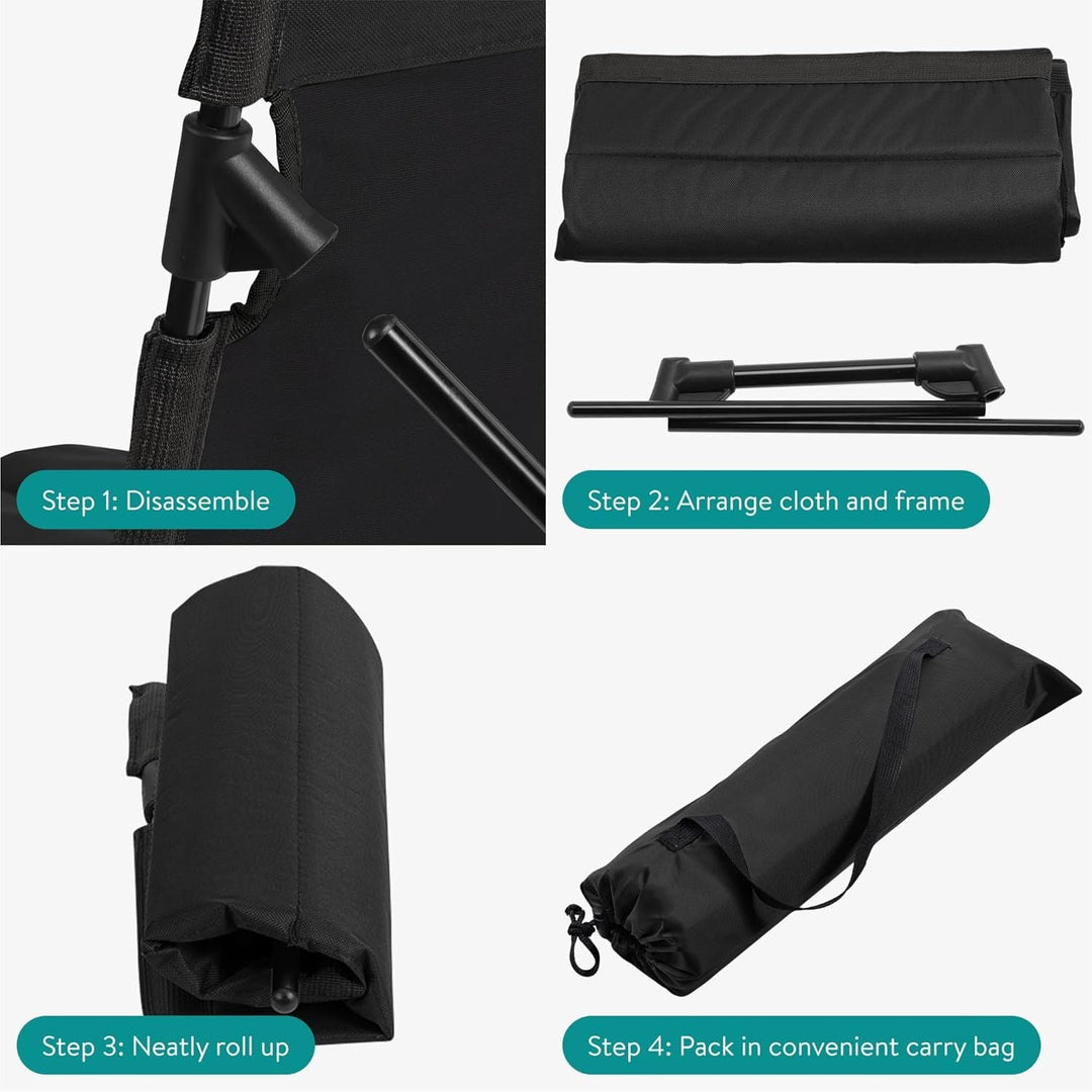 Navaris Foldable Seat Mat with Backrest - Comfortable and Durable Beach Chair with Back Rest - Portable Travel Stadium Lounger - Perfect for Sports Games, Picnics, Beach - Black 40.5 x 10.5 x 10.5 cm - Just Closeouts Canada Inc.4067668153260