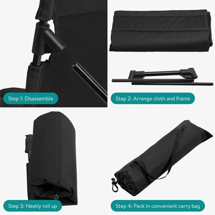 Navaris Foldable Seat Mat with Backrest - Comfortable and Durable Beach Chair with Back Rest - Portable Travel Stadium Lounger - Perfect for Sports Games, Picnics, Beach - Black 40.5 x 10.5 x 10.5 cm - Just Closeouts Canada Inc.4067668153260