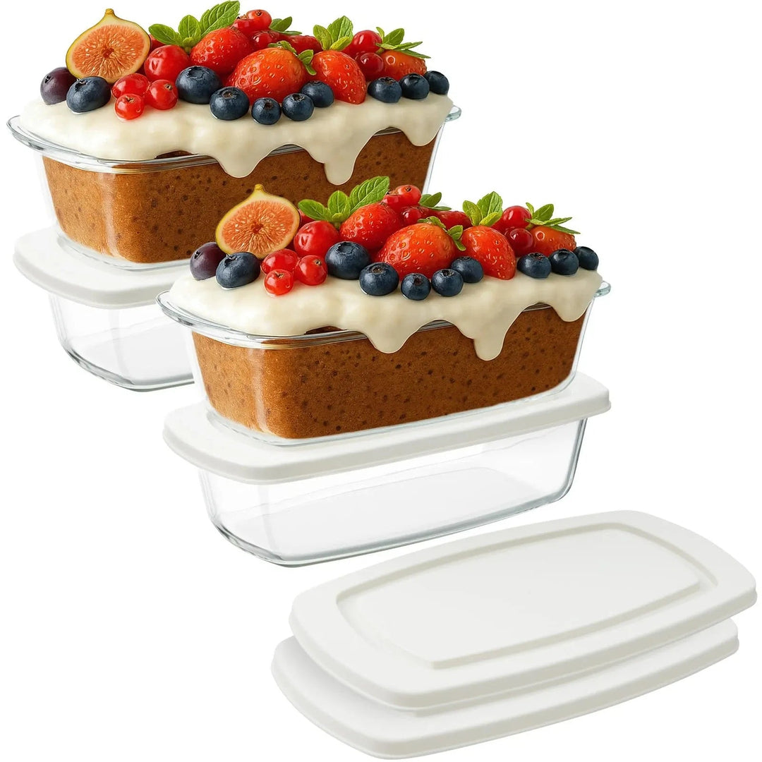 Navaris Glass Baking Dish - Glass Food Meal Prep Containers with Lids - Baking Tray & Storage for Oven & Microwave - 1.8L (60.8oz) Set of4 - Just Closeouts Canada Inc.4067668146811