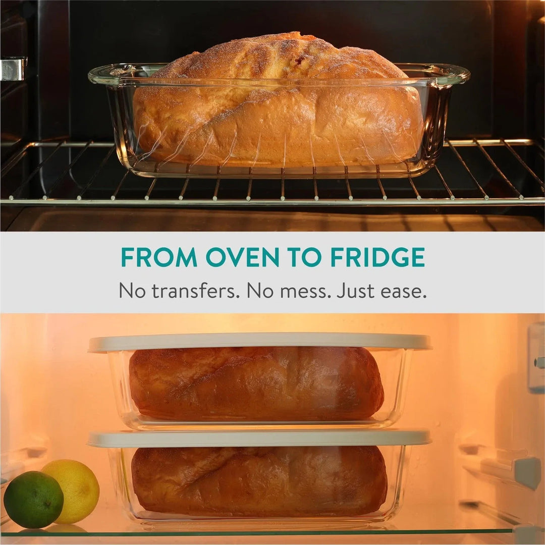 Navaris Glass Baking Dish - Glass Food Meal Prep Containers with Lids - Baking Tray & Storage for Oven & Microwave - 1.8L (60.8oz) Set of4 - Just Closeouts Canada Inc.4067668146811