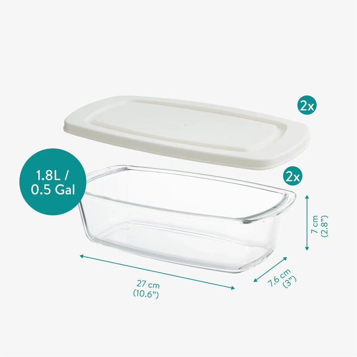 Navaris Glass Bread Bakeware - Food Meal Prep Containers with Lids - Baking Dishes & Storage for Oven & Microwave - 60.8oz (1.8L)Set of 2 - Just Closeouts Canada Inc.4067668146798