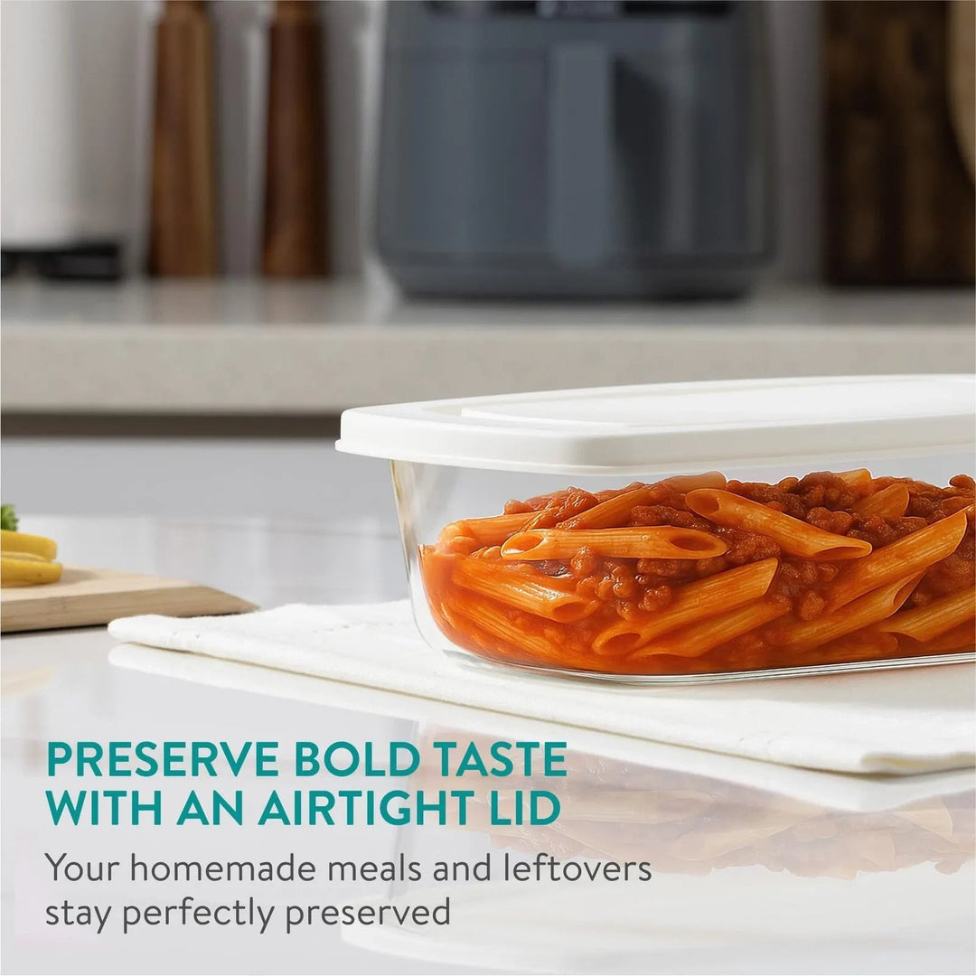 Navaris Glass Bread Bakeware - Food Meal Prep Containers with Lids - Baking Dishes & Storage for Oven & Microwave - 60.8oz (1.8L)Set of 2 - Just Closeouts Canada Inc.4067668146798