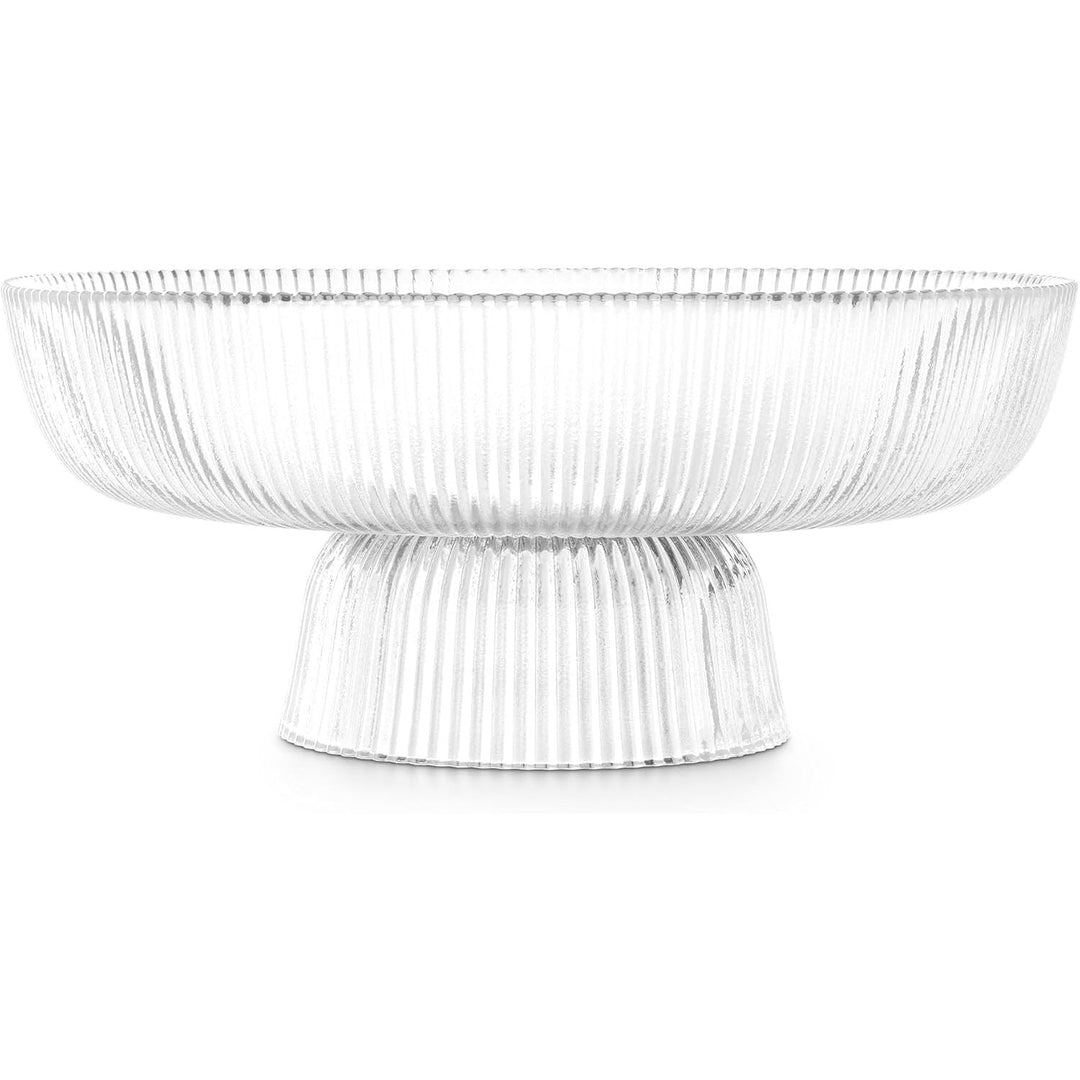 Navaris Glass Fruit Bowl - Decorative Fluted Transparent Glass Bowl for Fruit Snacks Sweets - 26cm Diameter Table Centerpiece Dish - Clear Glass - Just Closeouts Canada Inc.4067668039922