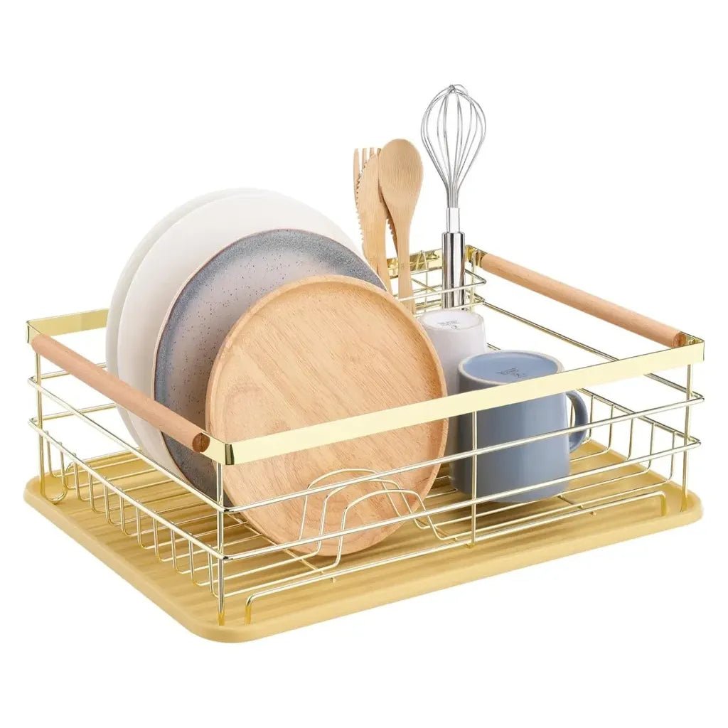 Navaris Handles for Dishes, Drip Rack for Kitchen Sink, Shelf for Plates, Glasses, Cutlery, Draining Rack Crockery Gold 42.5 x 31.5 x 14 cm - Just Closeouts Canada Inc.4067668047156